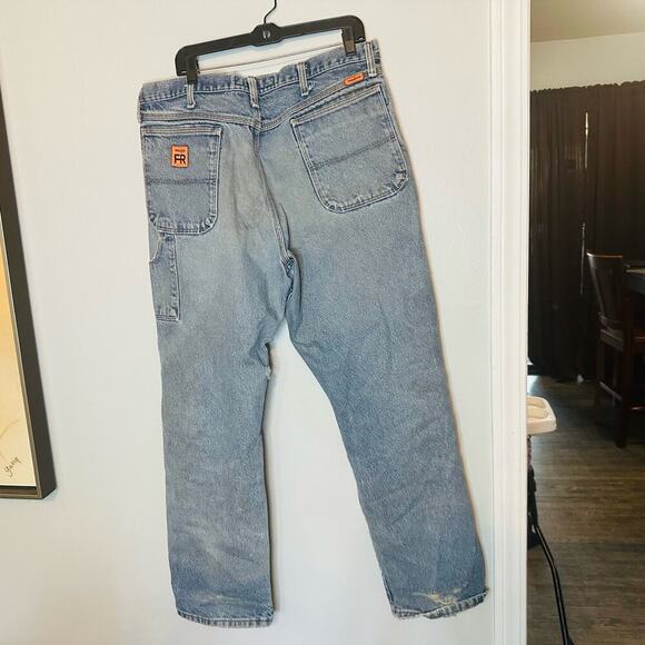 VINTAGE WRANGLER FR Denim Riggs Workwear Flame Resistant Carpenter Jeans 38x32 - Picture 2 of 16